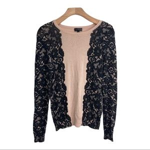 The Limited Black Lace Pink Pullover Sweater XS